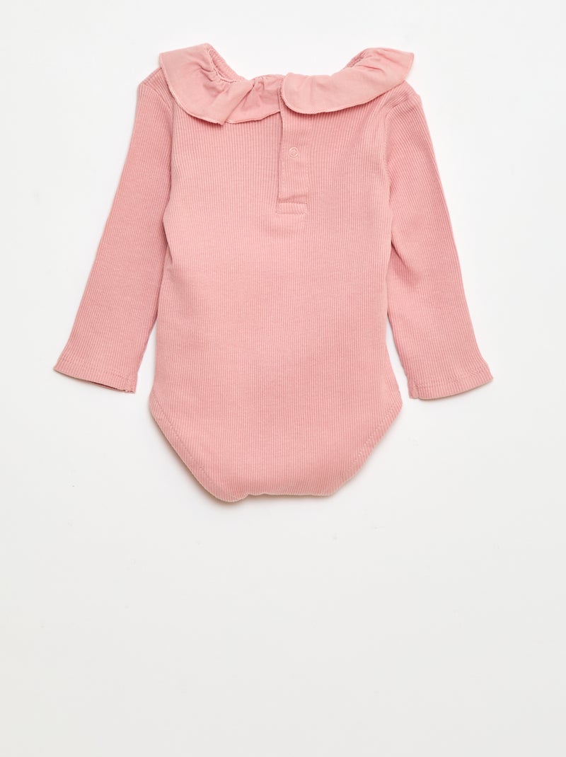 Body a costine con colletto Rosa - Kiabi