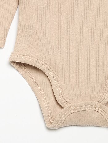 Body a costine con collo fantasia