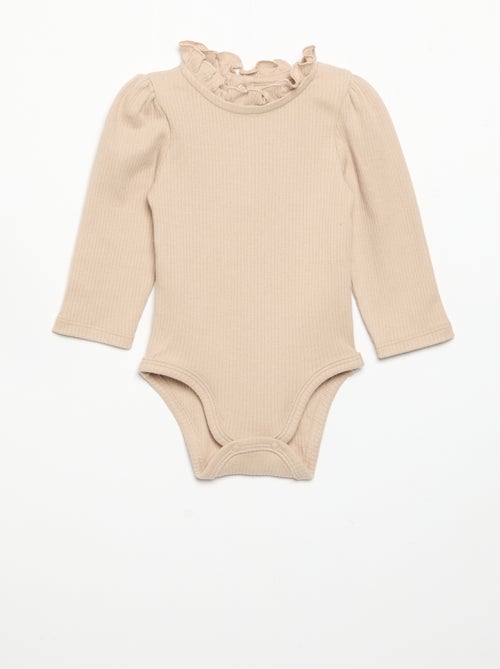 Body a costine con collo fantasia - Kiabi