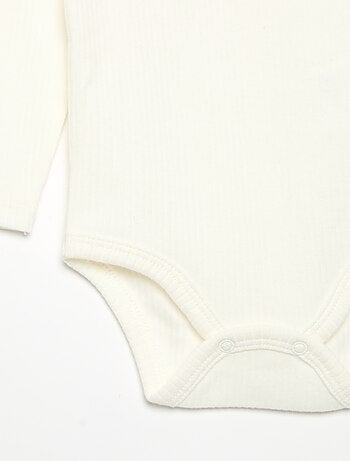 Body a costine con collo fantasia