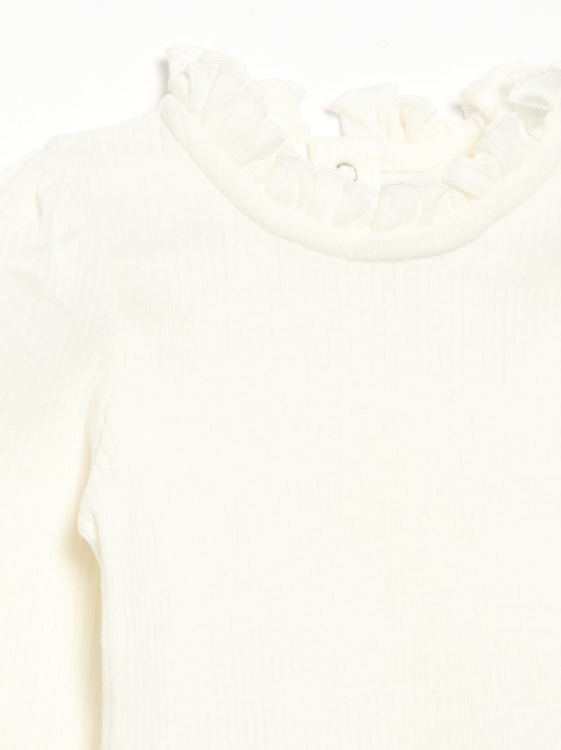 Body a costine con collo fantasia Bianco - Kiabi