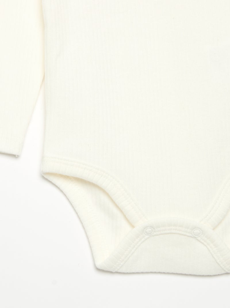 Body a costine con collo fantasia Bianco - Kiabi