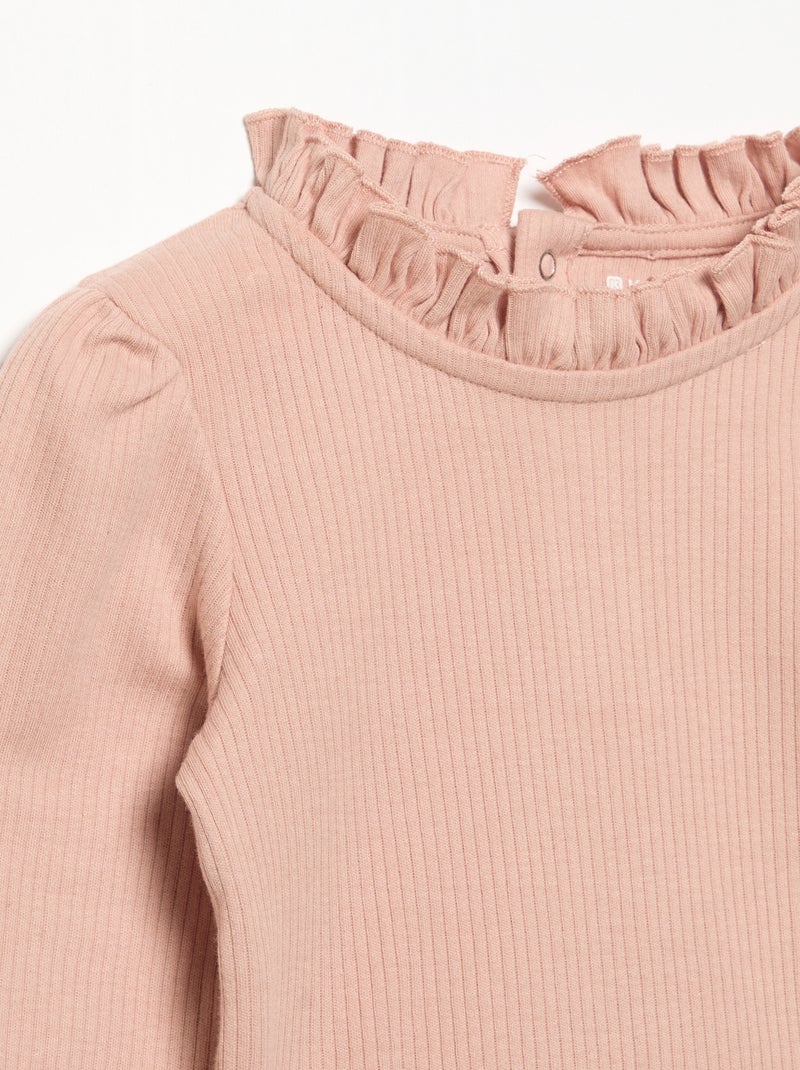 Body a costine con collo fantasia Rosa - Kiabi