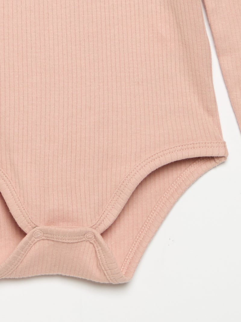 Body a costine con collo fantasia Rosa - Kiabi