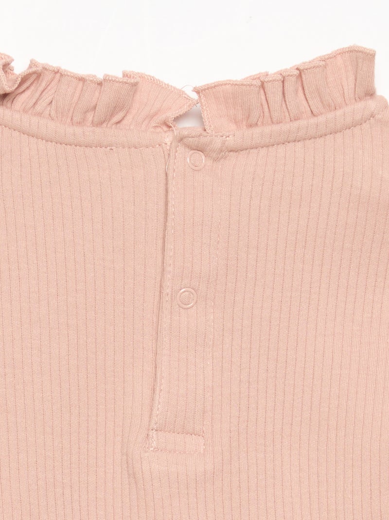 Body a costine con collo fantasia Rosa - Kiabi