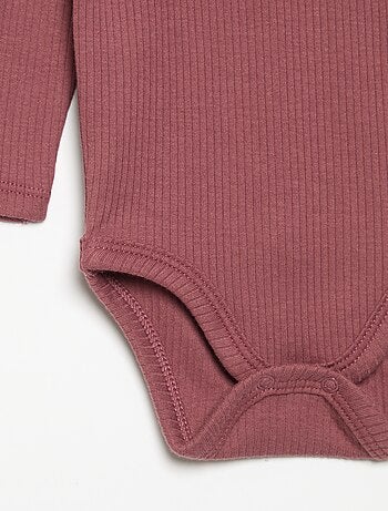 Body a costine con collo fantasia