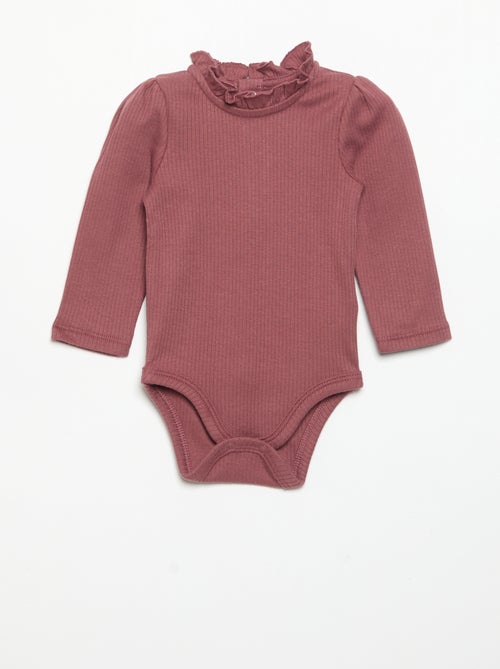 Body a costine con collo fantasia - Kiabi