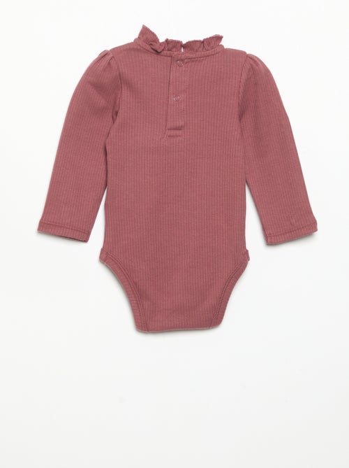 Body a costine con collo fantasia - Kiabi