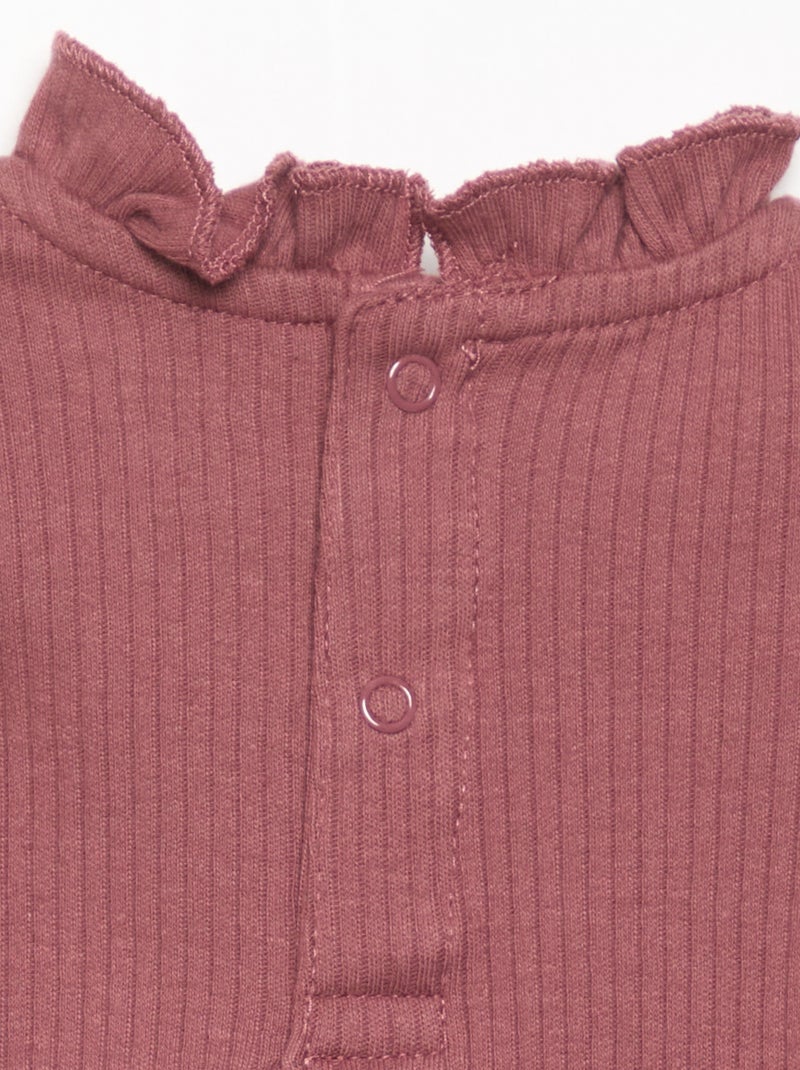 Body a costine con collo fantasia Rosa - Kiabi