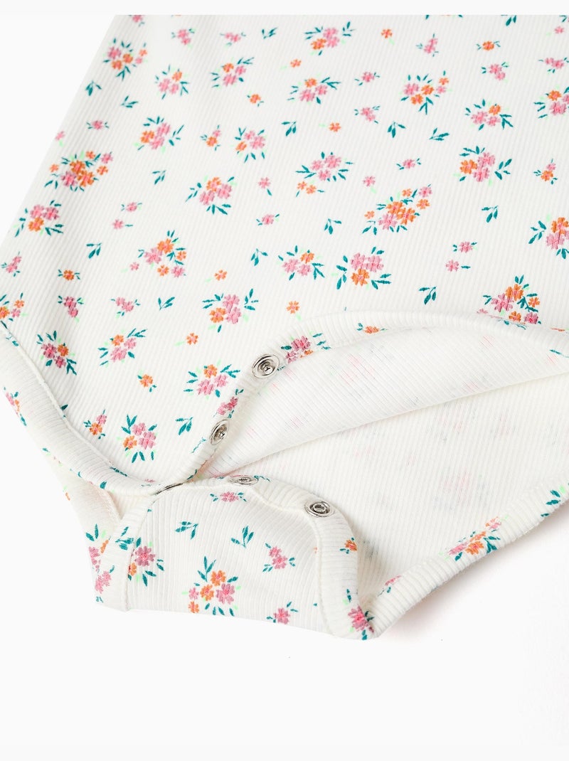 Body a costine con motivo floreale Beige chiaro - Kiabi