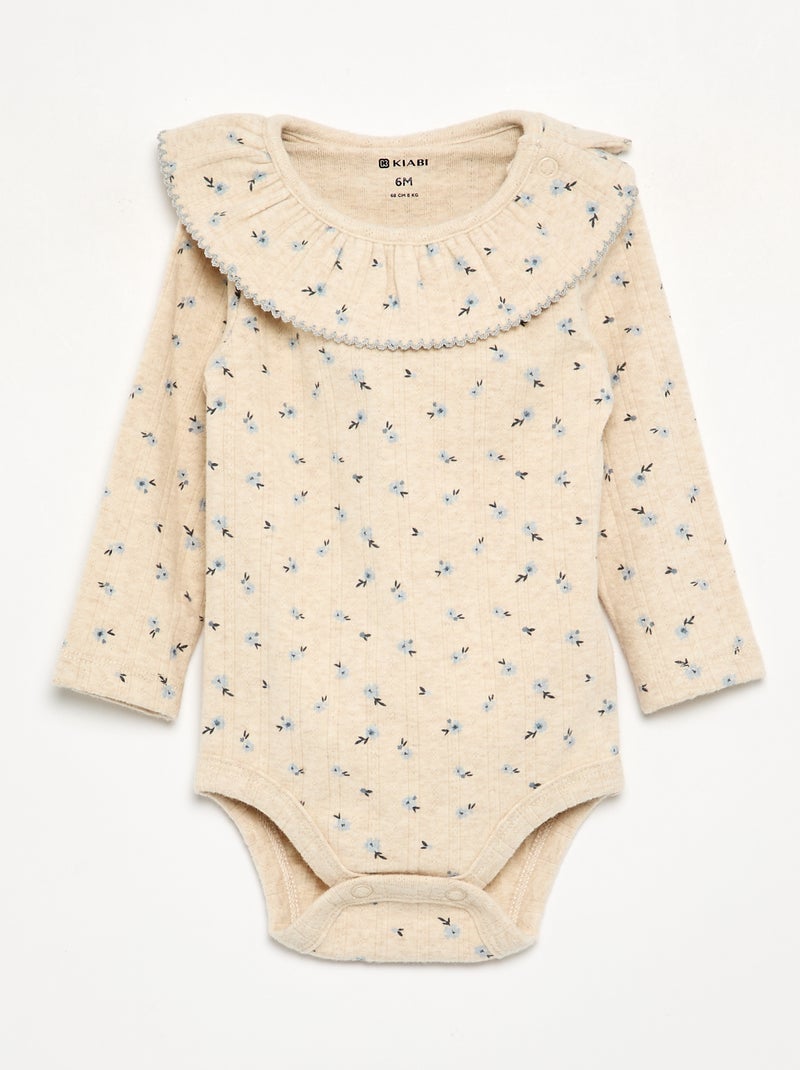 Body a fantasia con colletto Beige - Kiabi
