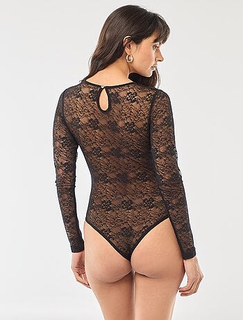 Body a girocollo in pizzo