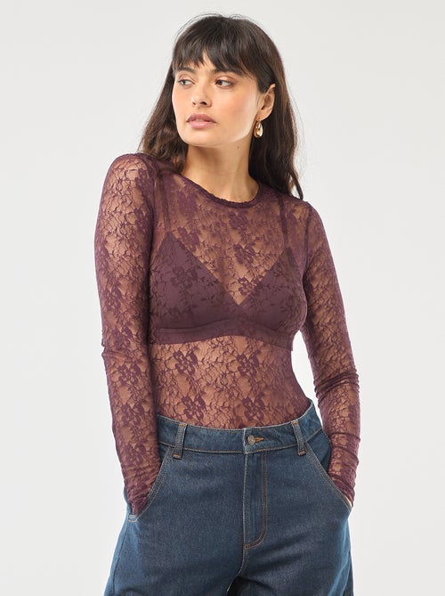 Body a girocollo in pizzo - Kiabi