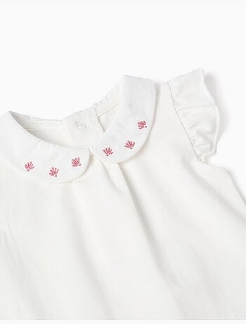 Body a manica corta con colletto ricamato