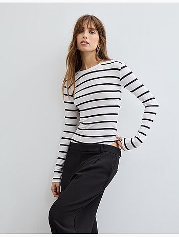 Body a manica lunga a righe, MO Fashion