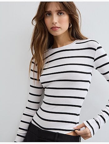 Body a manica lunga a righe, MO Fashion