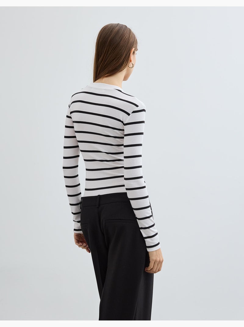Body a manica lunga a righe, MO Fashion Nero - Kiabi