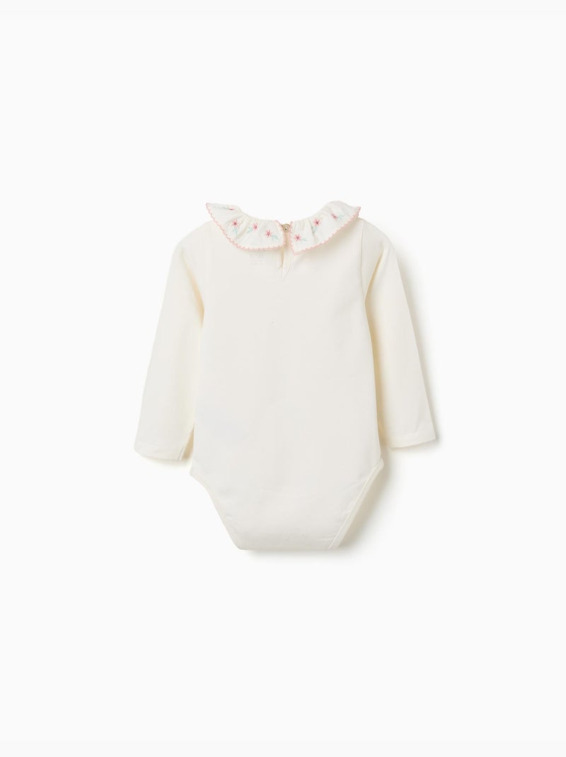 Body a manica lunga con colletto arricciato floreale Bianco - Kiabi