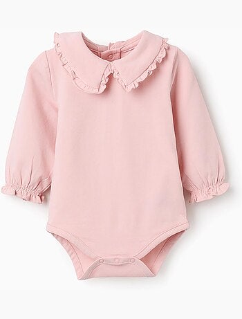 Body a manica lunga con colletto arricciato