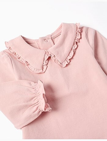 Body a manica lunga con colletto arricciato