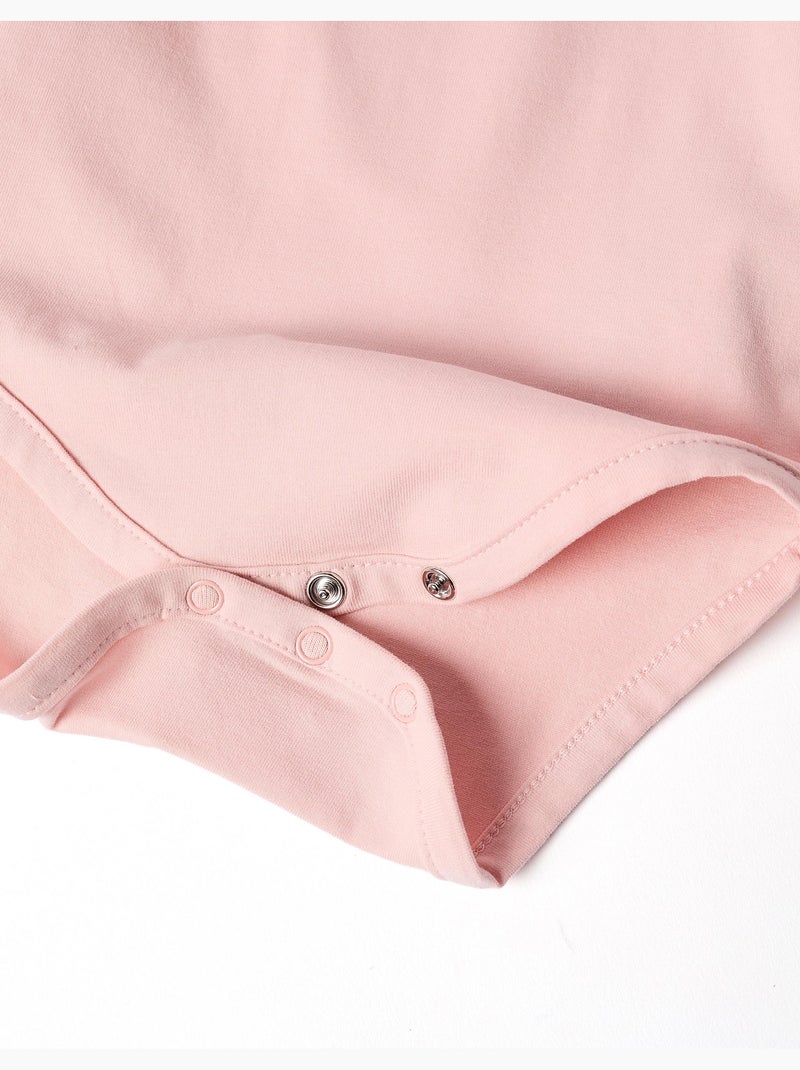 Body a manica lunga con colletto arricciato Rosa chiaro - Kiabi