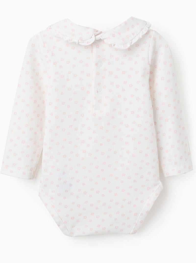 Body a manica lunga con motivo floreale Bianco - Kiabi