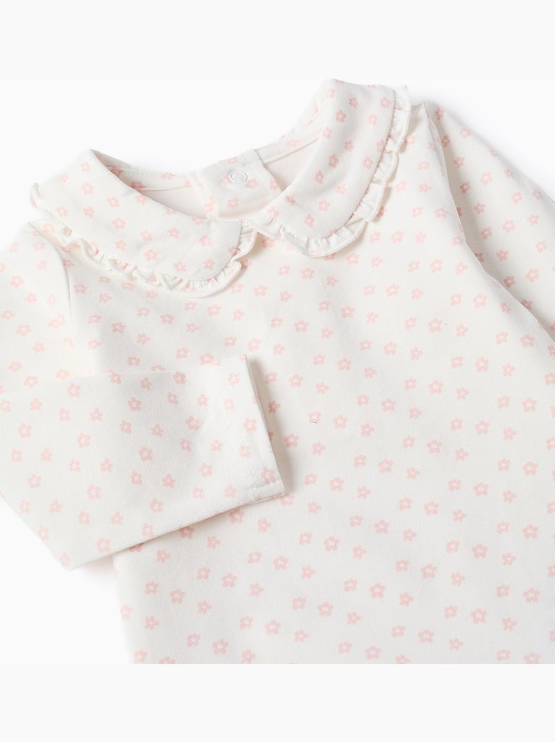 Body a manica lunga con motivo floreale Bianco - Kiabi