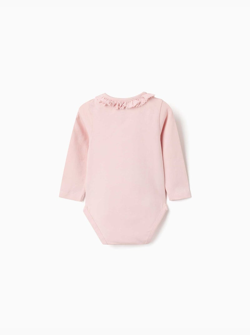 Body a manica lunga con stampa e volant Rosa - Kiabi