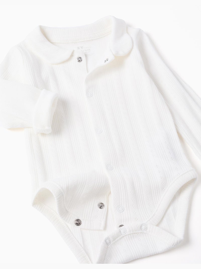 Body a manica lunga in cotone a costine Bianco - Kiabi