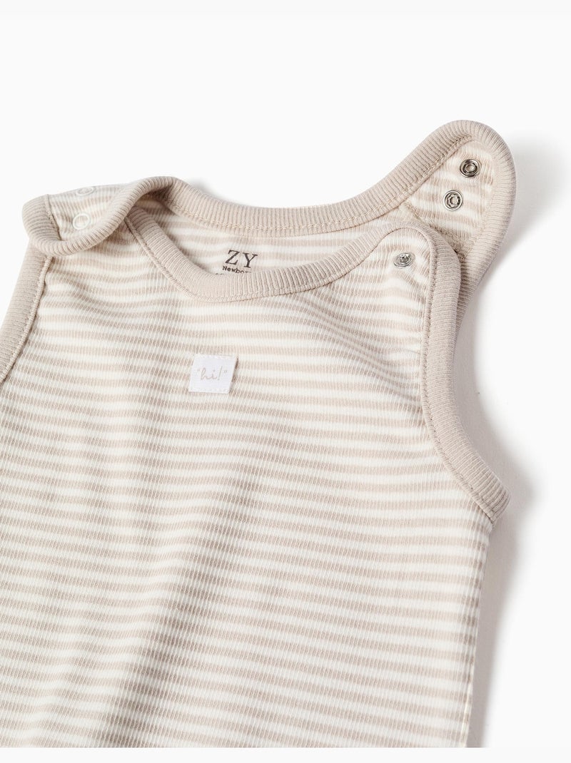 Body a manica lunga + salopette a righe Bianco - Kiabi