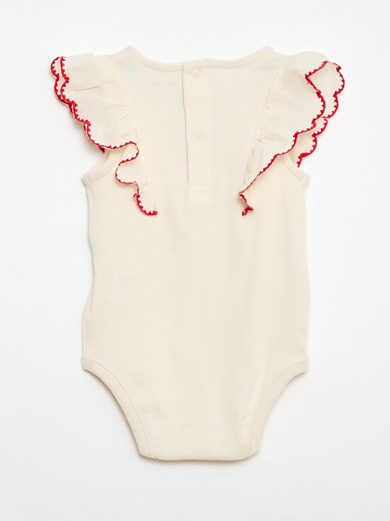 Body a maniche corte con volant Bianco Ecru - Kiabi