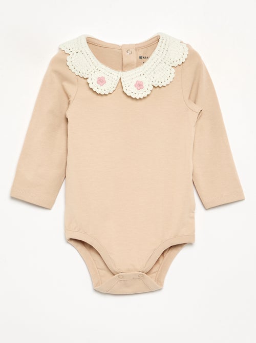 Body a maniche lunghe con colletto in macramè - Kiabi Body a maniche lunghe con colletto in macramè - Kiabi