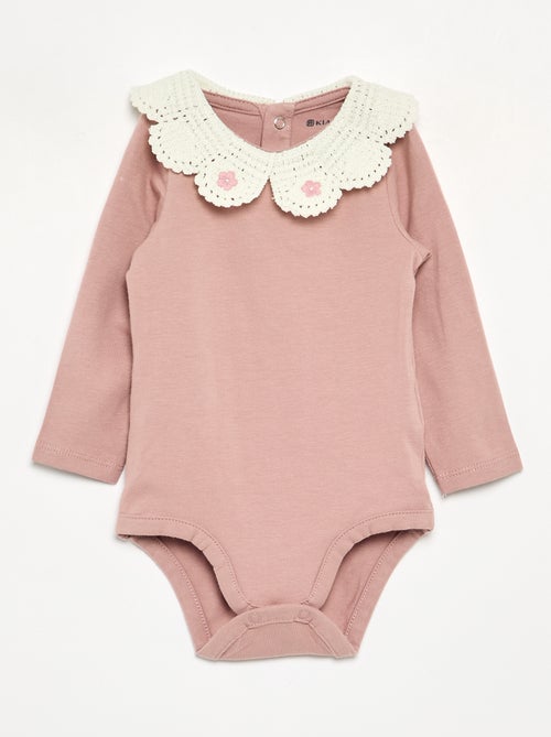 Body a maniche lunghe con colletto in macramè - Kiabi Body a maniche lunghe con colletto in macramè - Kiabi