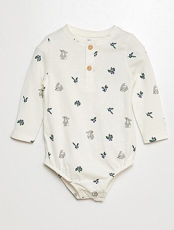 Body a maniche lunghe con motivo