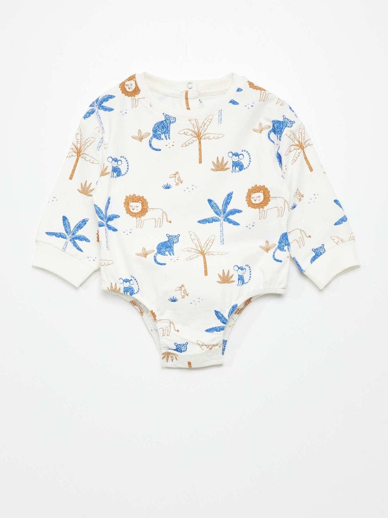 Body a maniche lunghe con stampa animali BIANCO - Kiabi