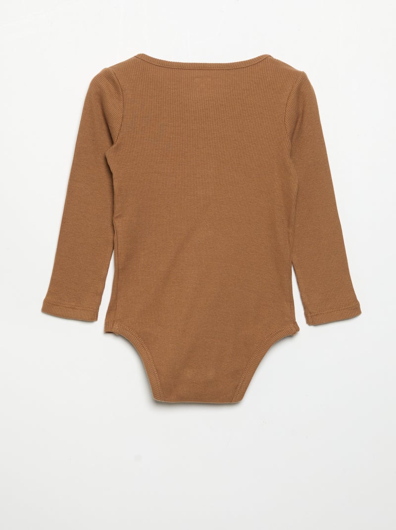 Body a maniche lunghe e collo abbottonato Beige - Kiabi