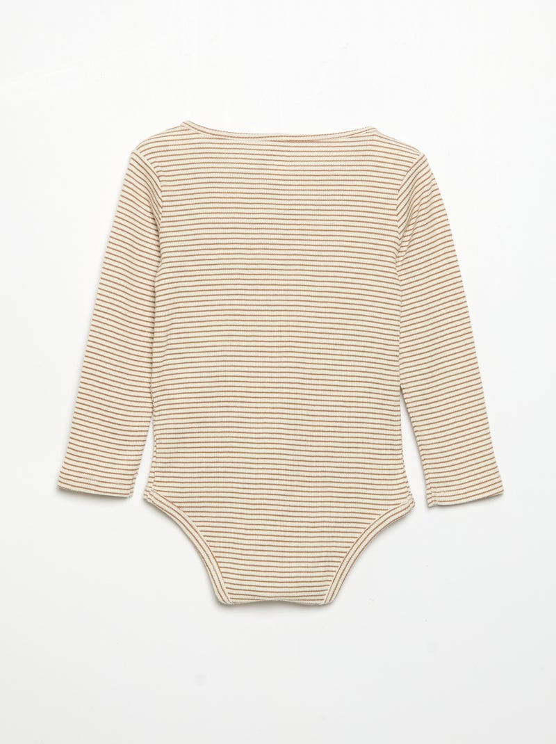 Body a maniche lunghe e collo abbottonato Marrone - Kiabi
