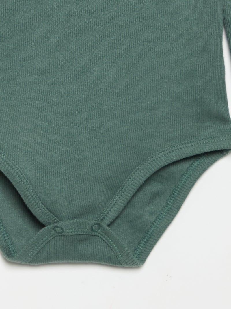 Body a maniche lunghe e collo abbottonato Verde - Kiabi