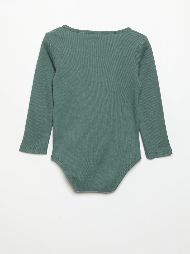 Body a maniche lunghe e collo abbottonato Verde - Kiabi