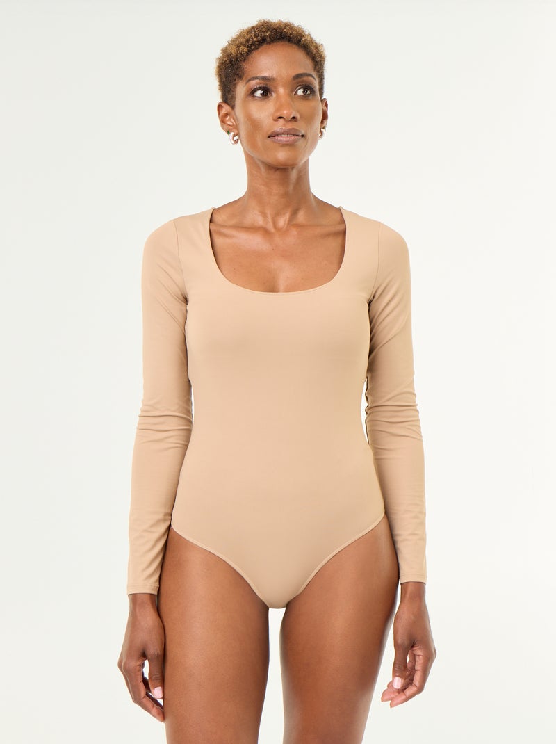 Body a maniche lunghe e collo rotondo Beige - Kiabi