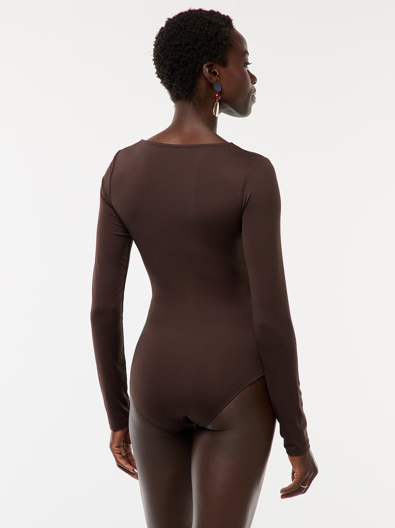 Body a maniche lunghe e collo rotondo Marrone - Kiabi