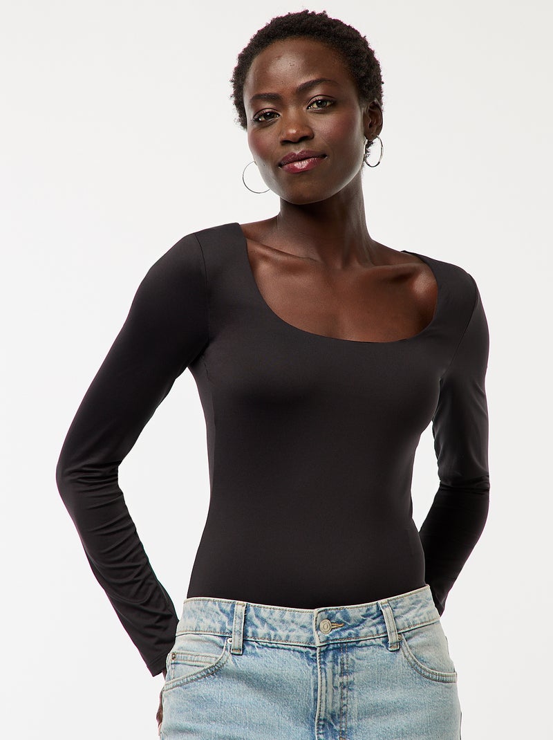 Body a maniche lunghe e collo rotondo Nero - Kiabi