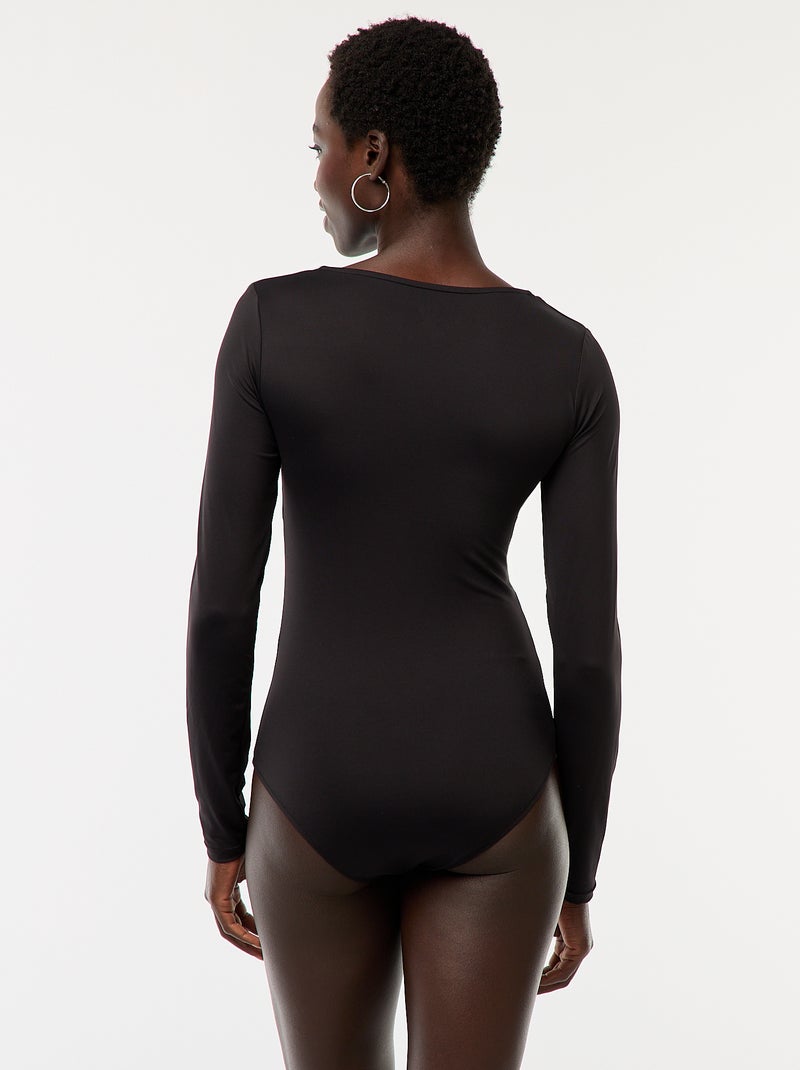 Body a maniche lunghe e collo rotondo Nero - Kiabi