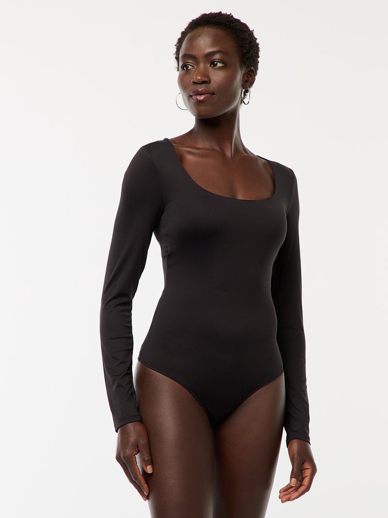 Body a maniche lunghe e collo rotondo Nero - Kiabi