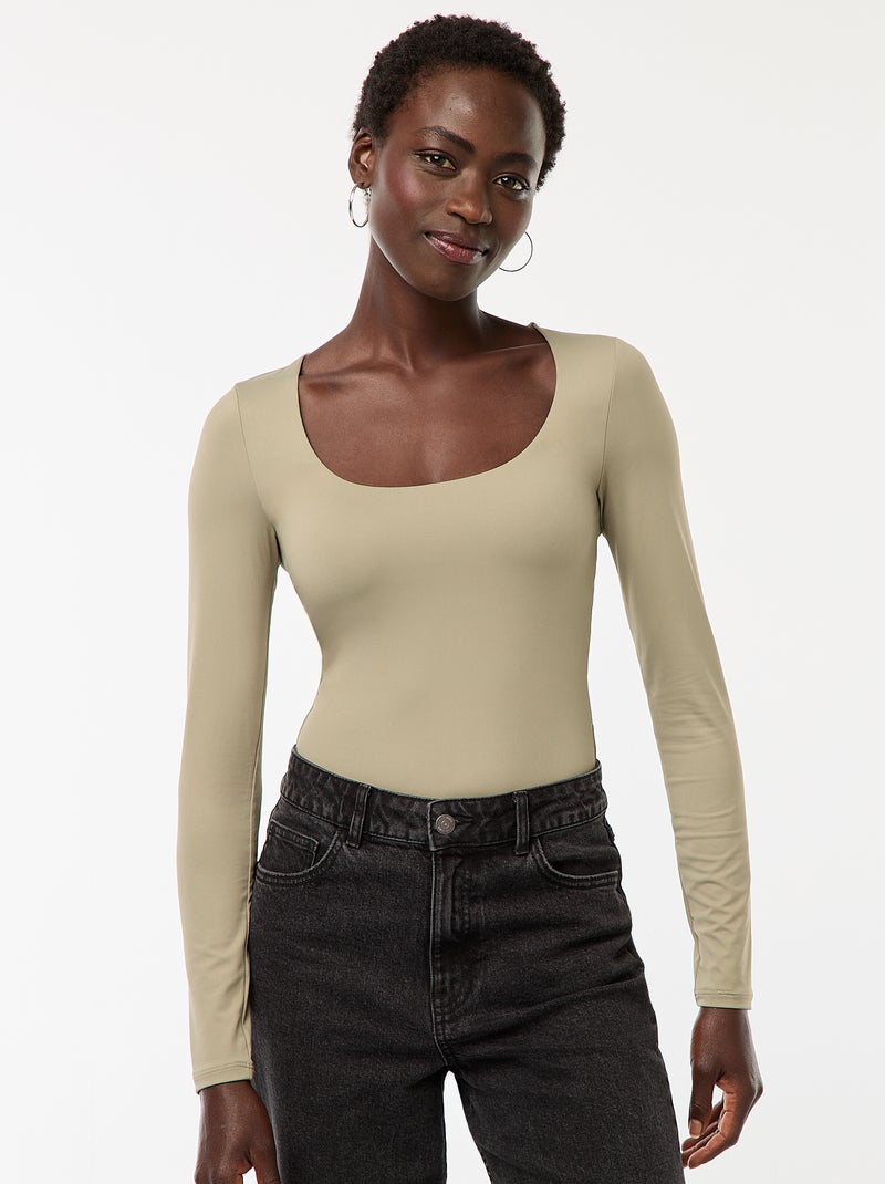 Body a maniche lunghe e collo rotondo Verde - Kiabi