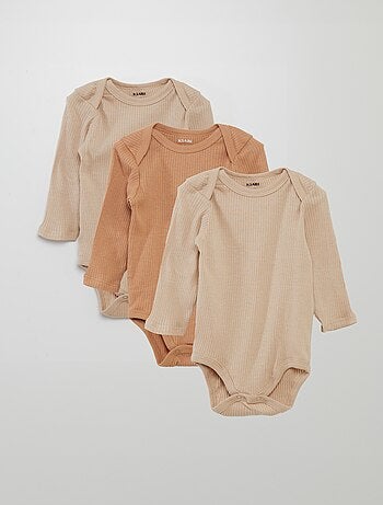 Body a maniche lunghe e scollo US - Set di 3