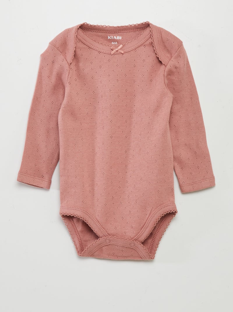 Body a maniche lunghe e scollo US - Set di 3 ROSA - Kiabi