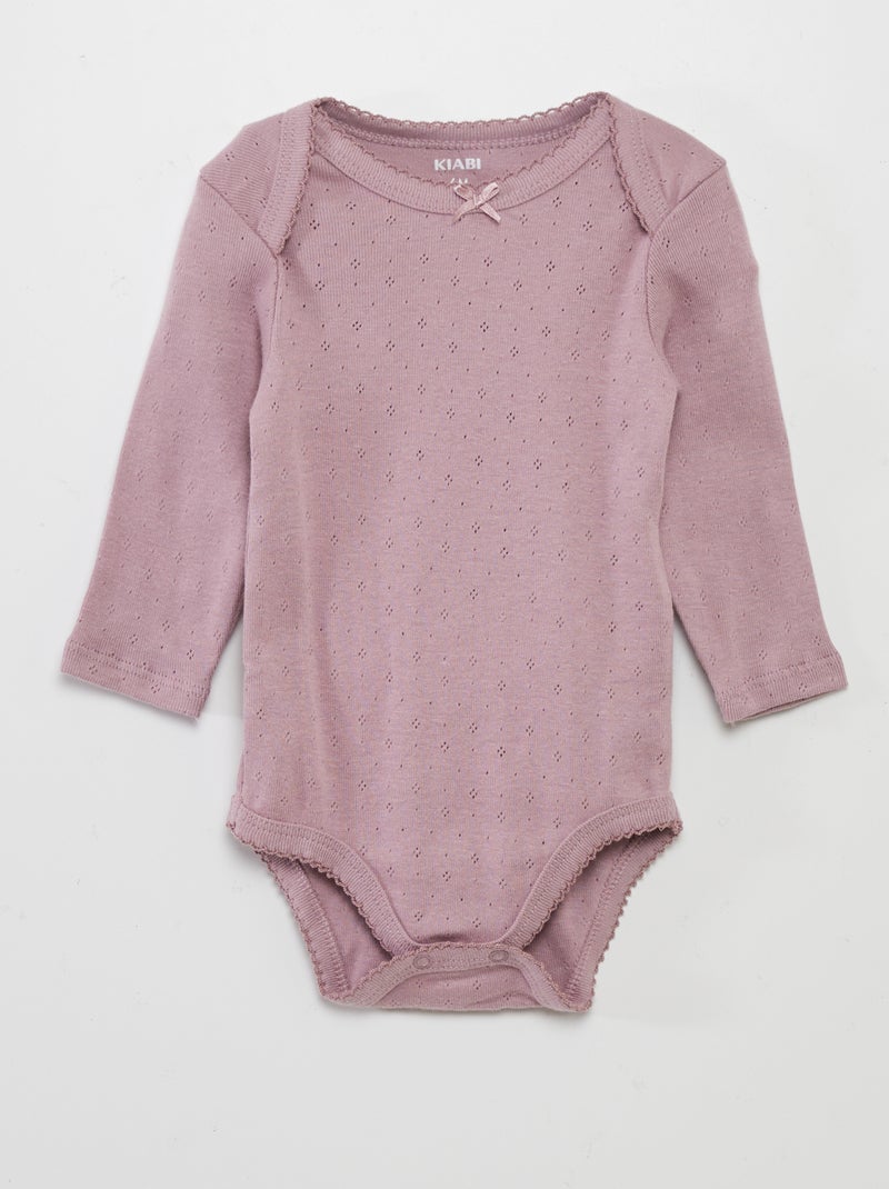 Body a maniche lunghe e scollo US - Set di 3 ROSA - Kiabi