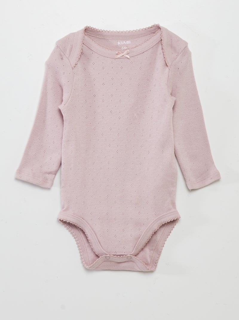 Body a maniche lunghe e scollo US - Set di 3 ROSA - Kiabi