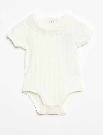 Body a maniche lunghe in maglia a costine con colletto fantasia